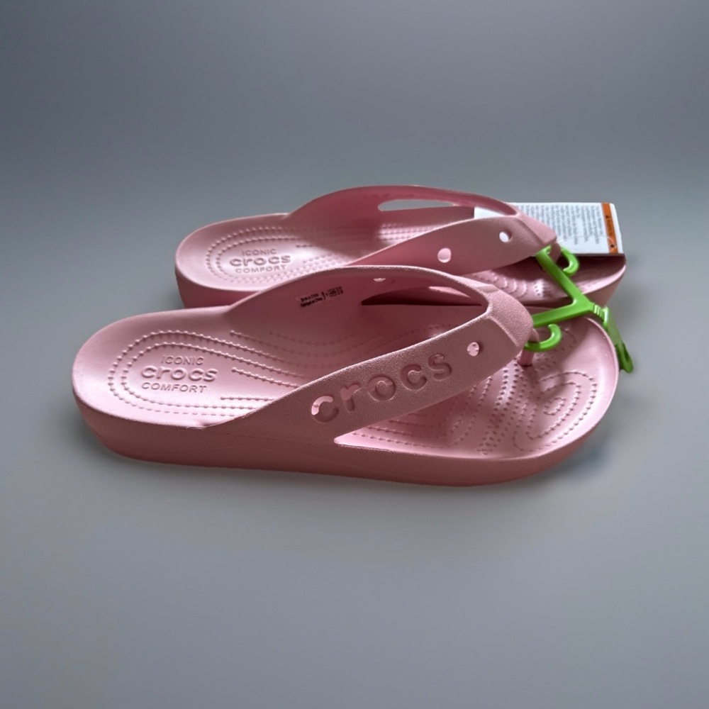 NEW 🩴 Crocs Flip Flops Platform Petal Pink 9 - Picture 3 of 5